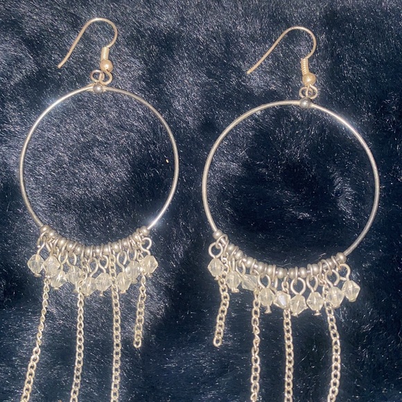 Dangle hoop earrings silver tone - Picture 2 of 5